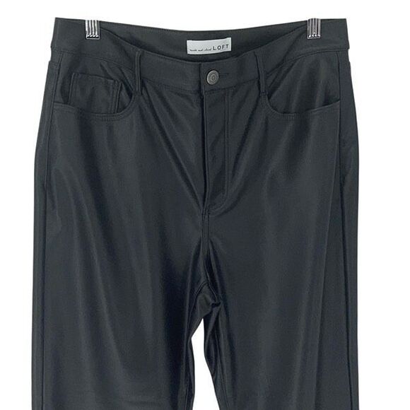 LOFT Womens High Waist Imitation Leather Straight Leg Pants Black Size 29/8 - Picture 2 of 10